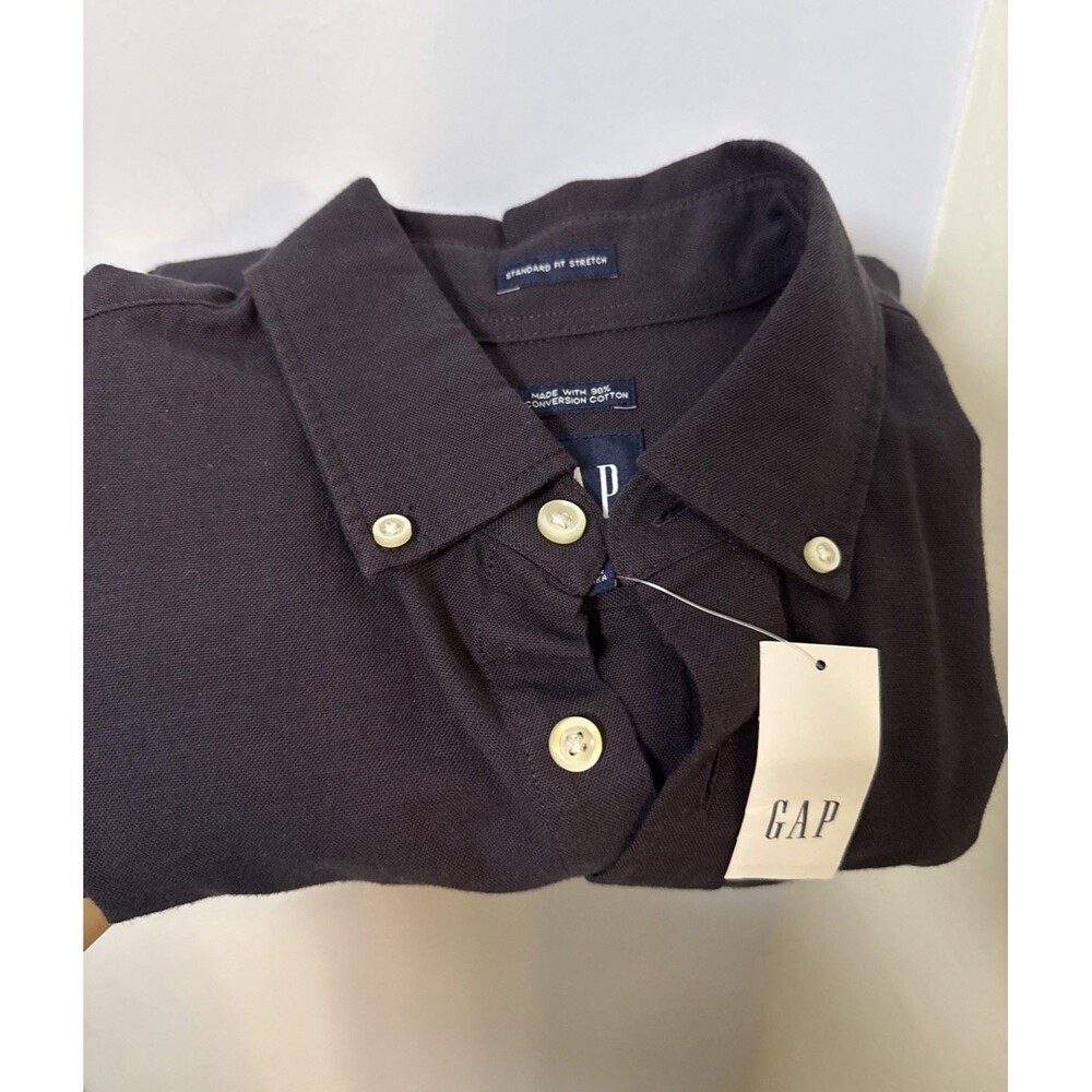 New $60 Gap Men's Long Sleeve Shirt Deep Grape Standard Fit Stretch Size XS - Picture 7 of 8